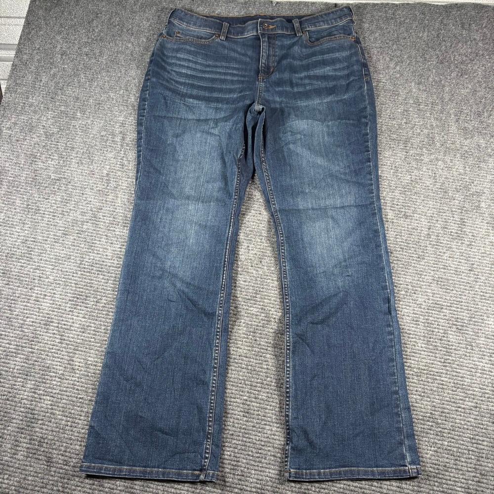 Duluth Trading Co Bootcut Jeans Womens 14x31 Blue Excellent Medium Wash Stretch